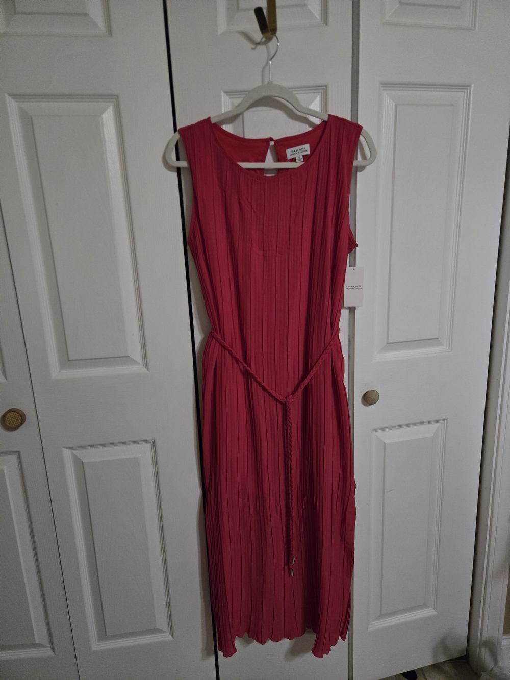 Tahari Sleeveless Pleated Midi Dress - Hot Pink